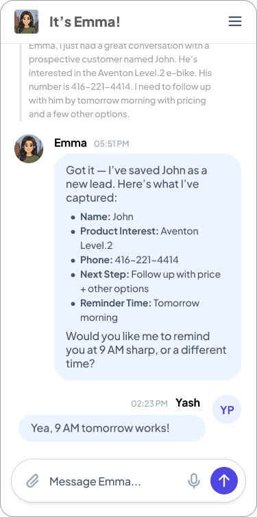 Sales Assistant Mockup
