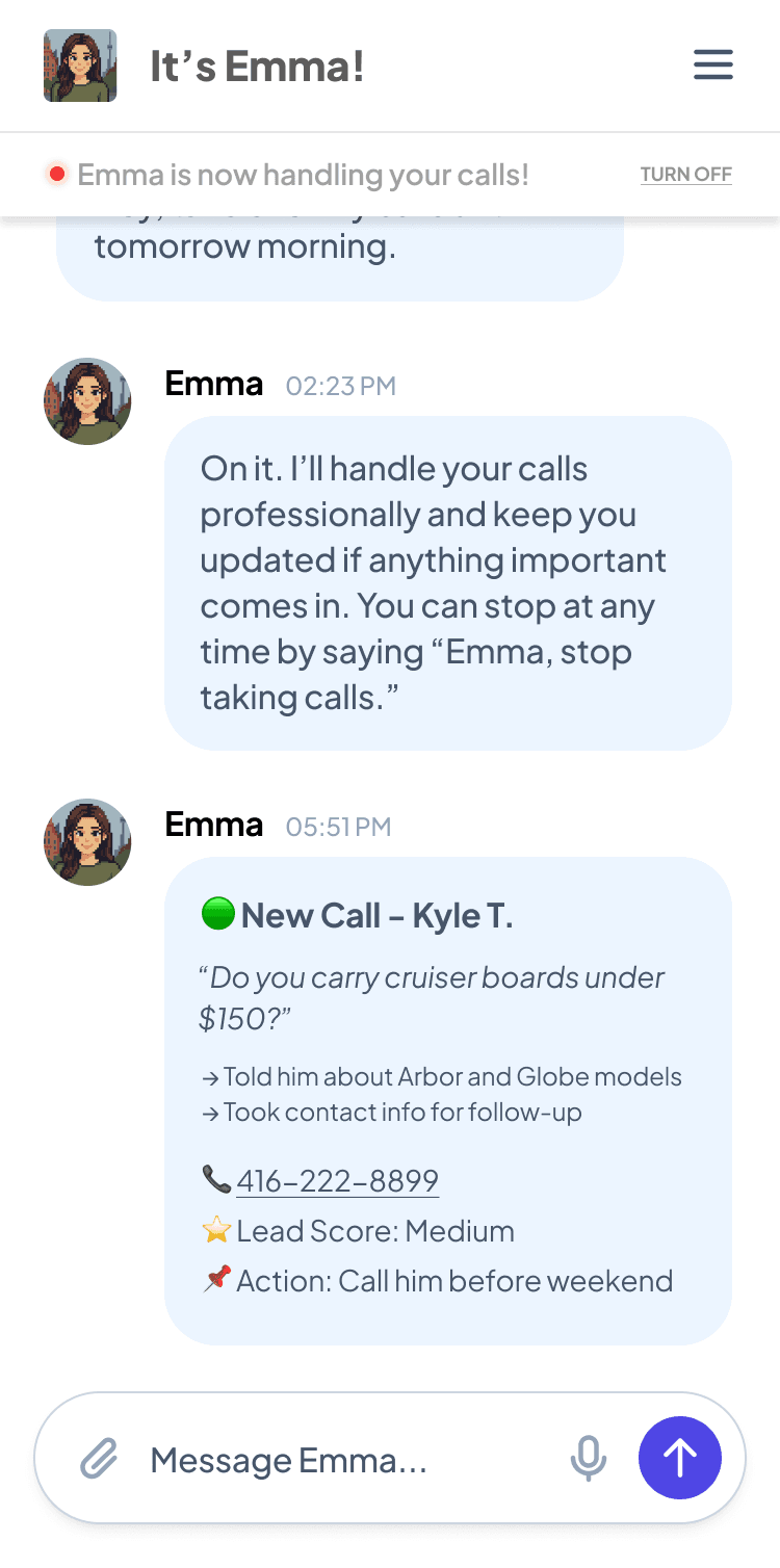 Virtual Receptionist Mockup